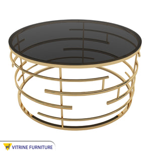 Circular center table with black glass