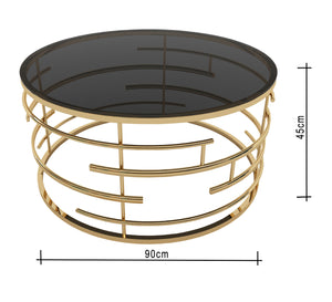 Circular center table with black glass