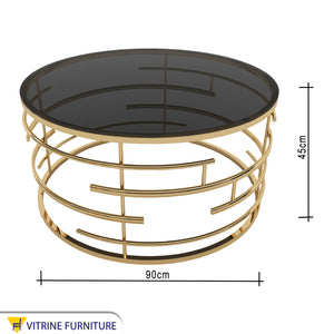 Circular center table with black glass