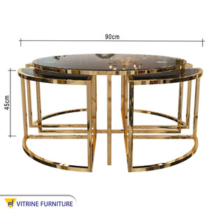 A circular table with four small tables