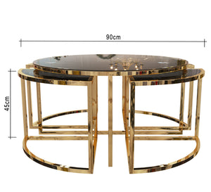 A circular table with four small tables