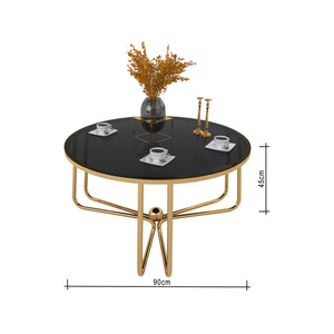 Circular table with three interlocking legs