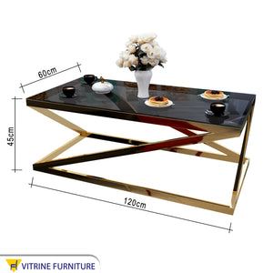 Rectangular table with gold letter Z chassis