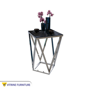 Side table with triangle steel frame