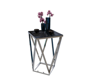 Side table with triangle steel frame