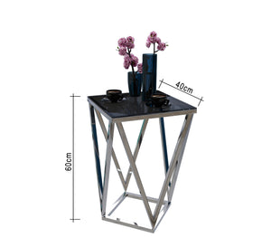 Side table with triangle steel frame