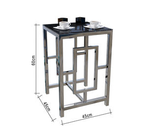 Side table with decorated steel chassis