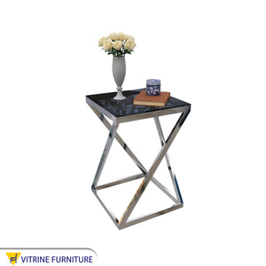 Side table with steel frame