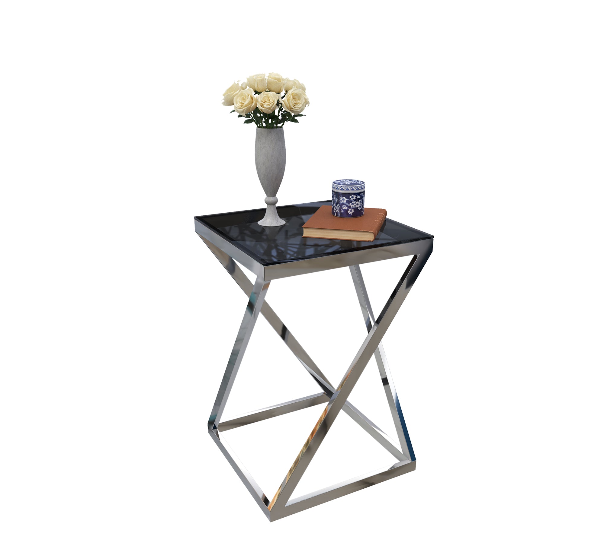 Side table with steel frame