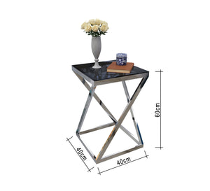 Side table with steel frame