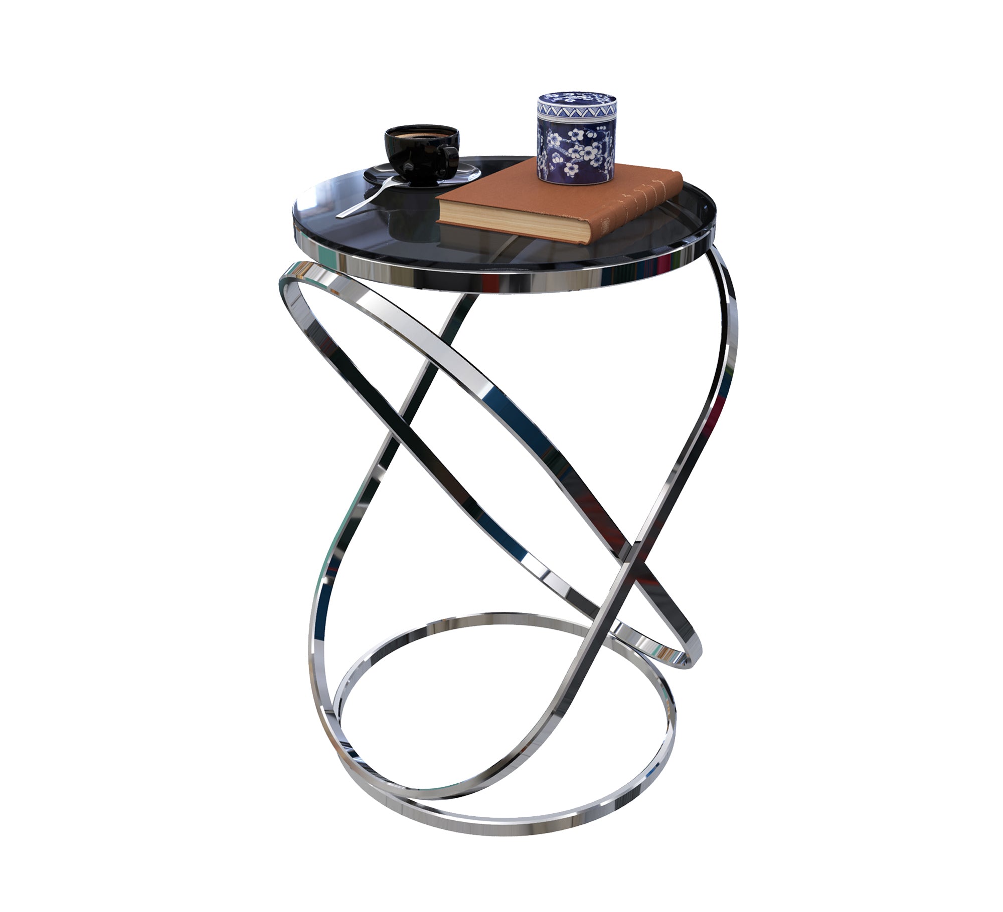 Table with a nested oval steel frame