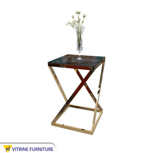 Square side table with black glass top