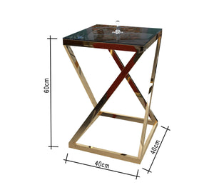 Square side table with black glass top