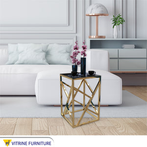 Square side table with decorations