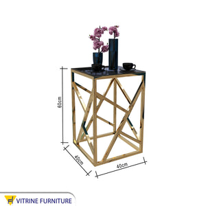 Square side table with decorations