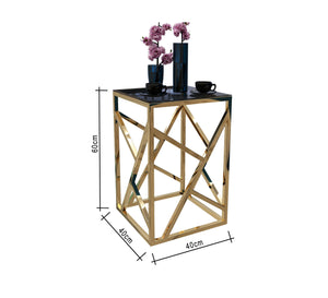 Square side table with decorations