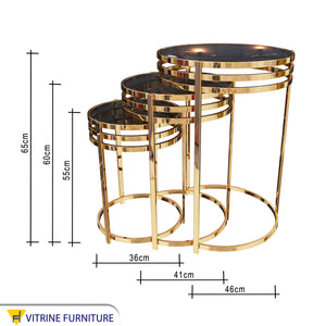 Three tables with steel chassis