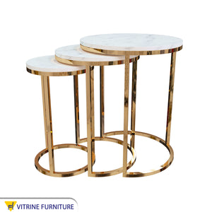 Three side tables with white marble top