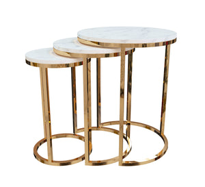 Three side tables with white marble top