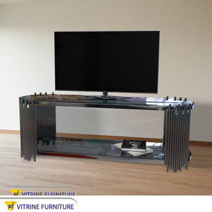 Oval stainless steel TV table