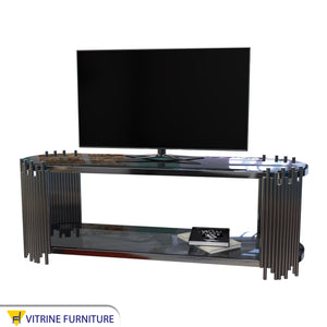 Oval stainless steel TV table