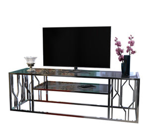 Rectangular TV table with side decorations