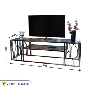 Rectangular TV table with side decorations