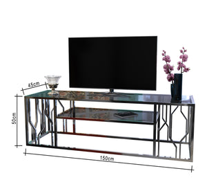 Rectangular TV table with side decorations