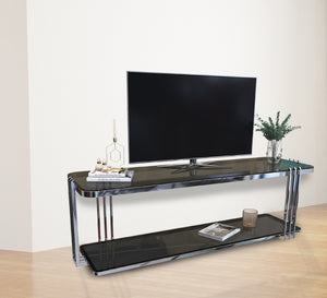 Rectangular TV table with two shelves