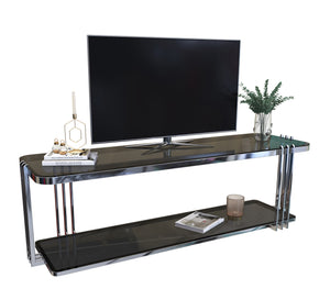 Rectangular TV table with two shelves