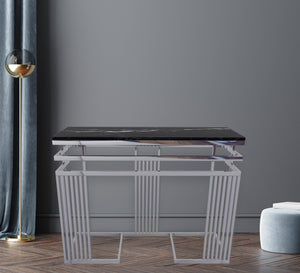 Silver stainless steel console