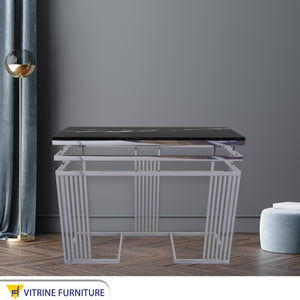 Silver stainless steel console