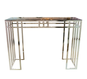 Stainless steel console decorated with successive sticks