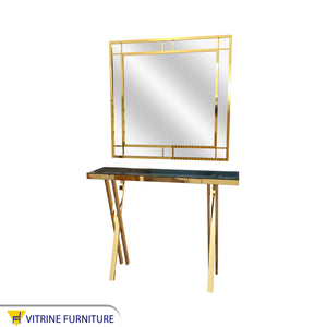 Console with golden mirror