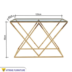 A barbell console shaped like two overlapping triangles