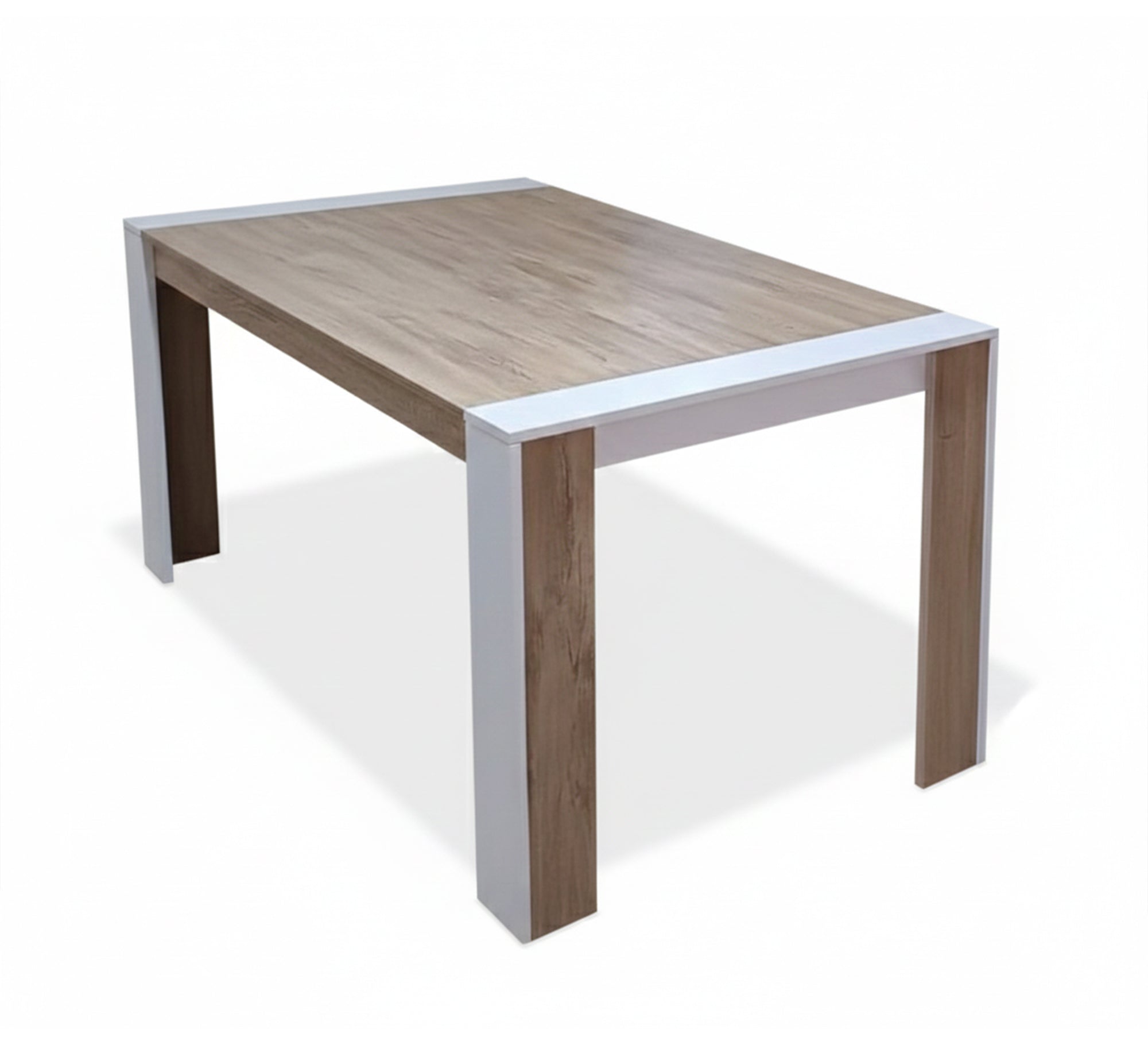 Wooden dining table with white accents