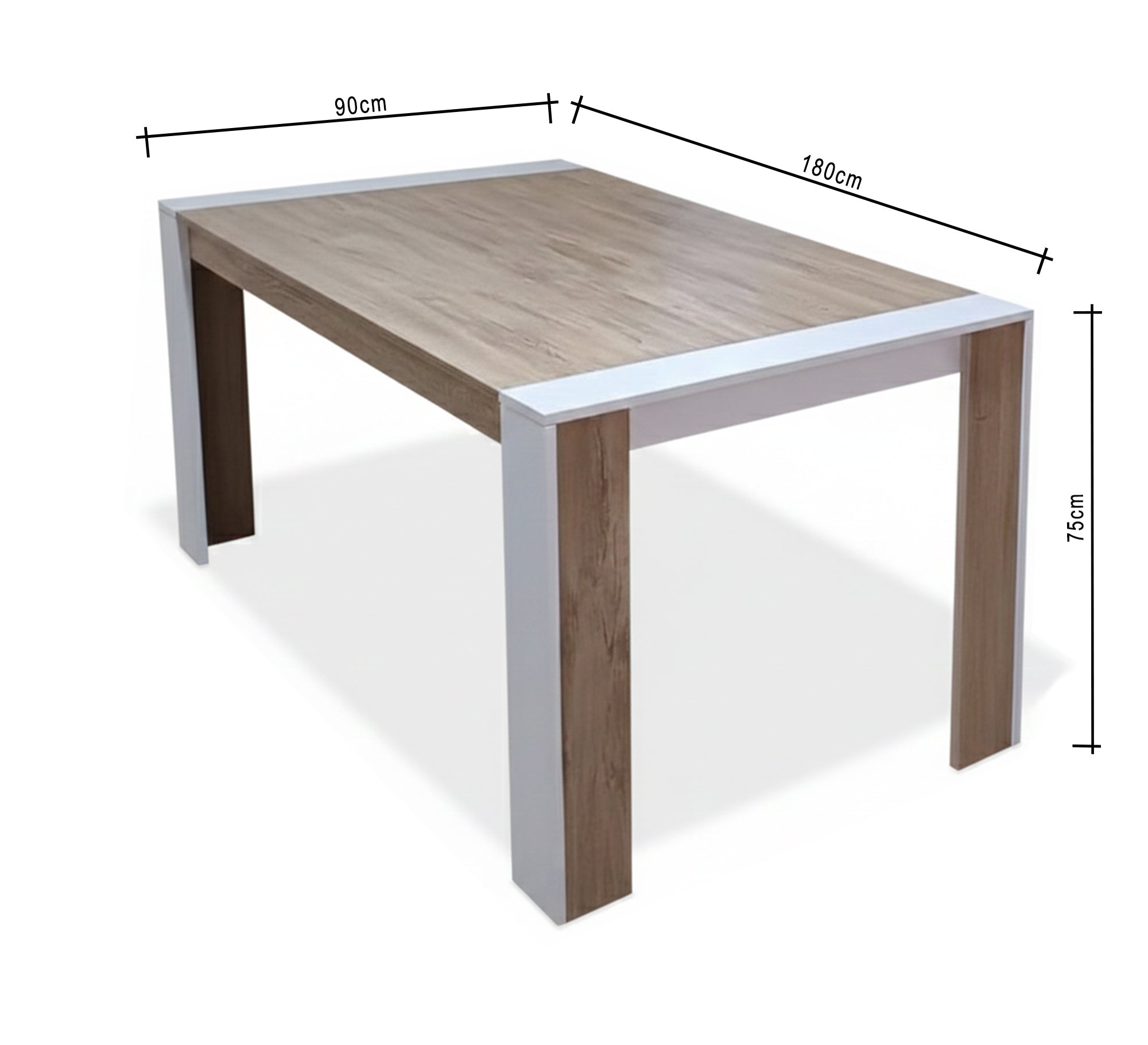 Wooden dining table with white accents
