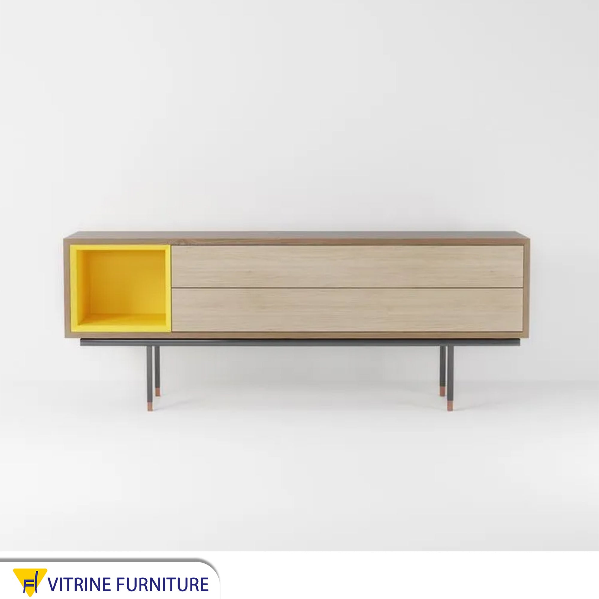 Modern TV unit inlaid in yellow