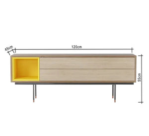 Modern TV unit inlaid in yellow