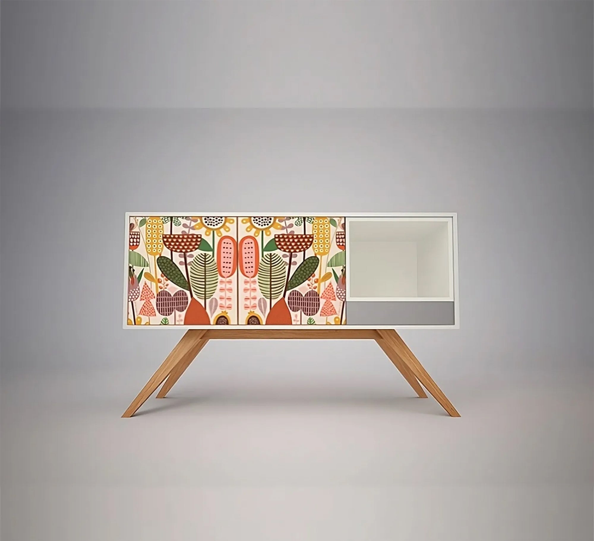 Biophilic roses in 60s Style Console