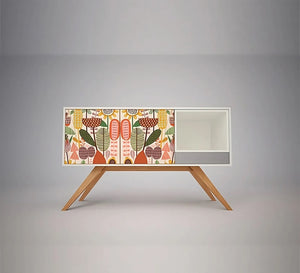 Biophilic roses in 60s Style Console