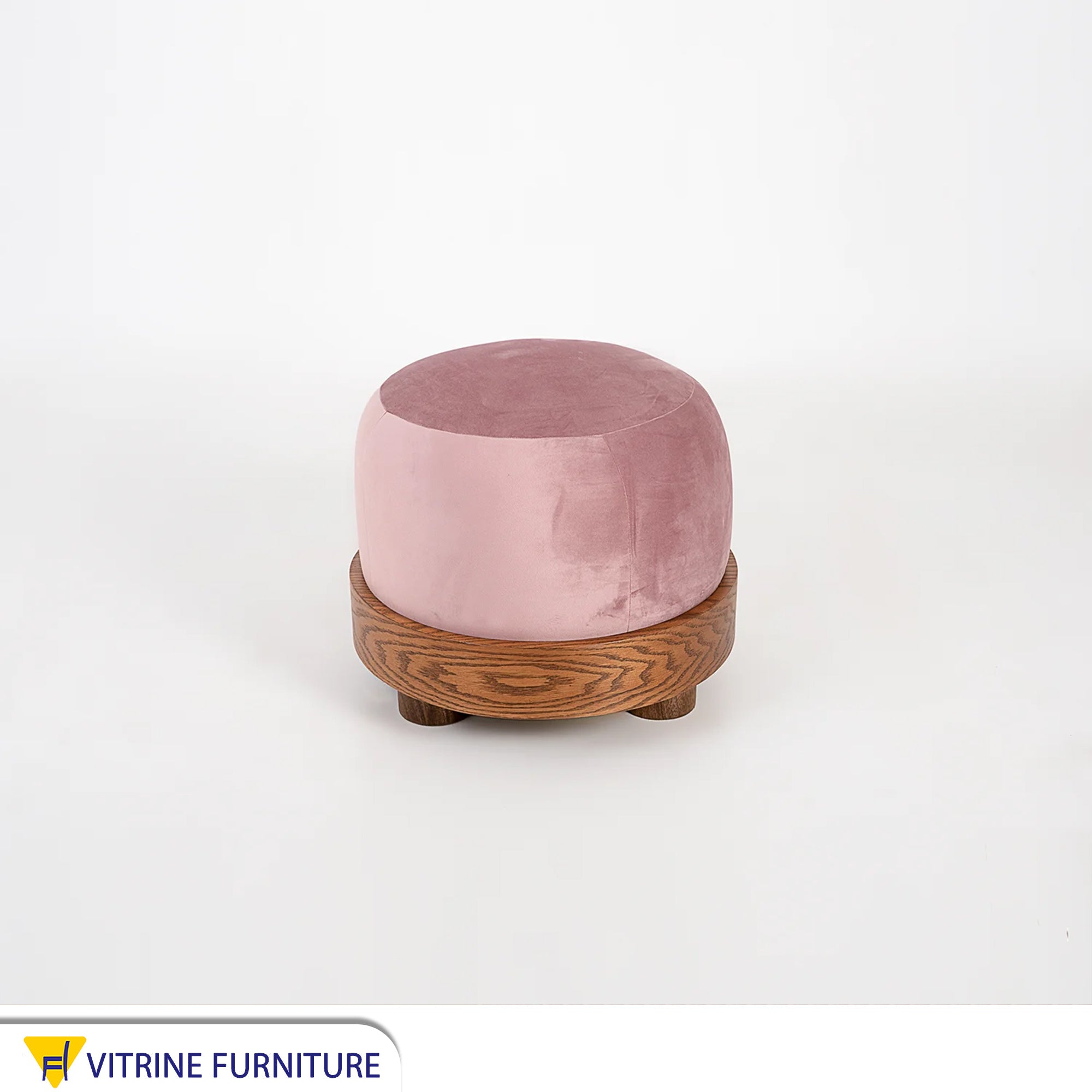 Pouf with wooden base