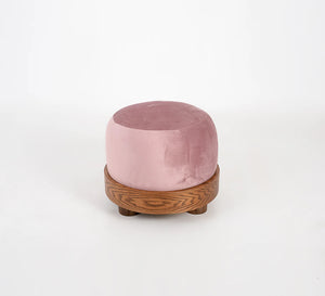 Pouf with wooden base