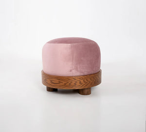 Pouf with wooden base