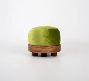 Pouf with wooden base