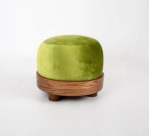 Pouf with wooden base