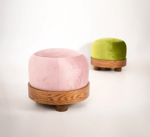 Pouf with wooden base