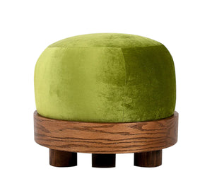 Pouf with wooden base