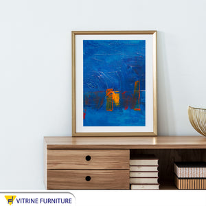 Abstract painting in blue and orange