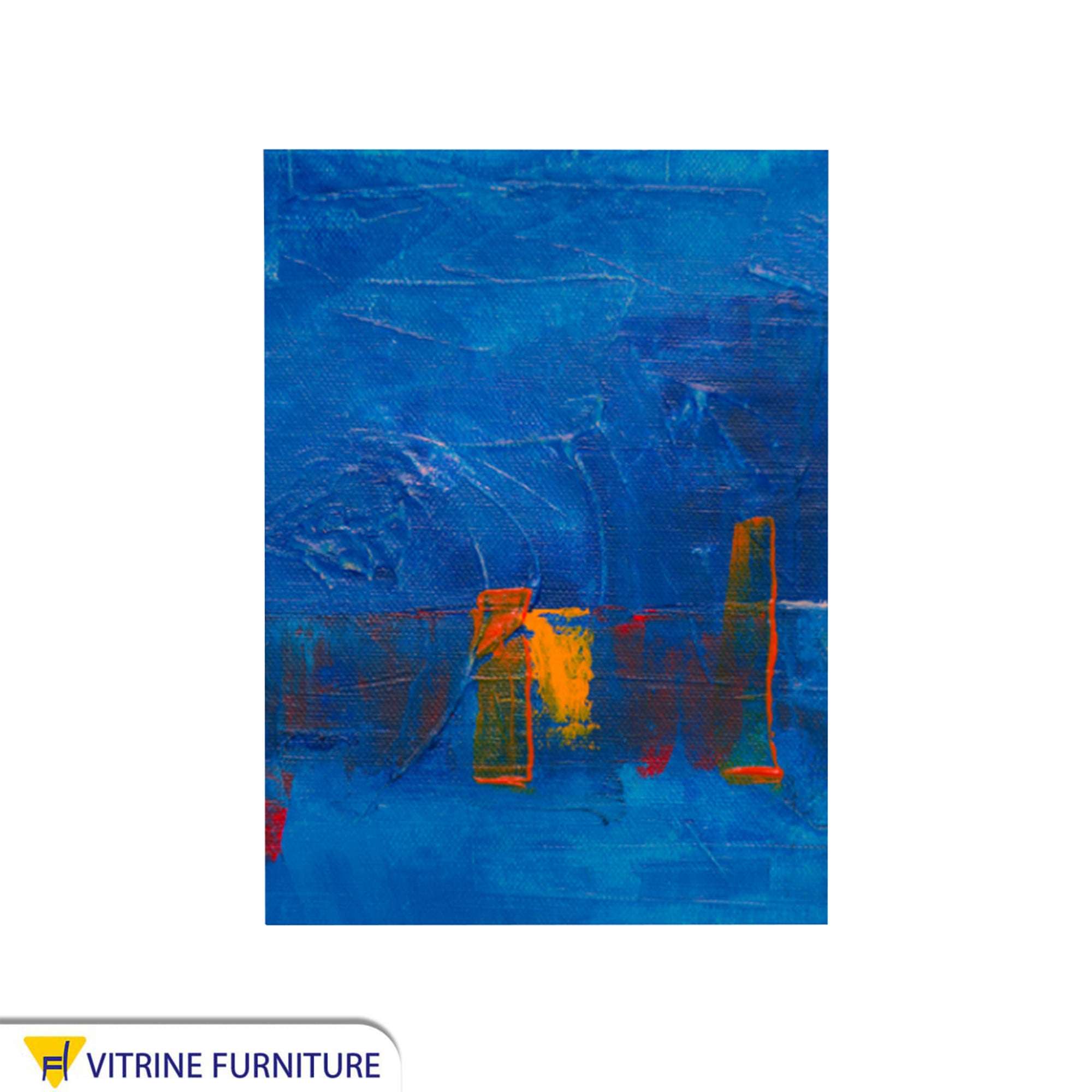 Abstract painting in blue and orange